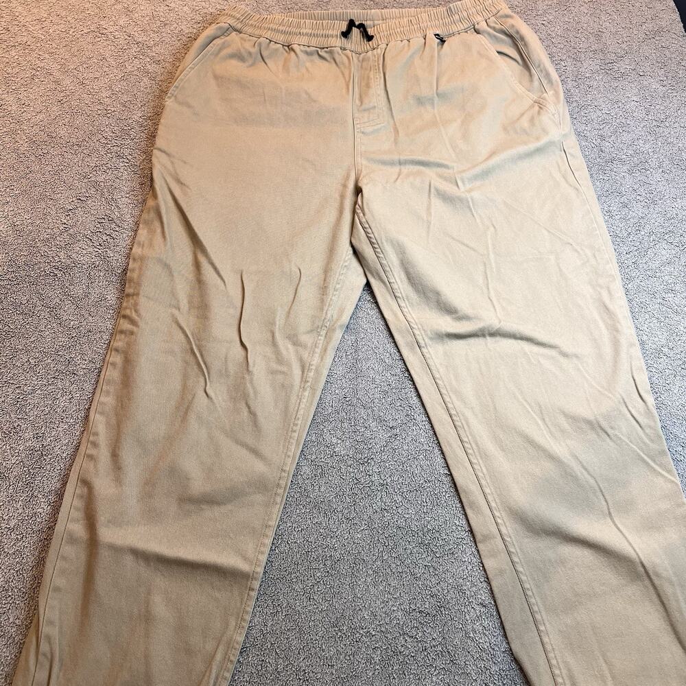 Hurley Men's Size Large Khaki Chino Jogger Pants Pull-OnElastic Drawstring Waist